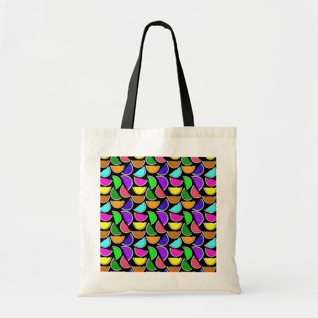 Cute colourful watermelon pattern tote bag (Front)