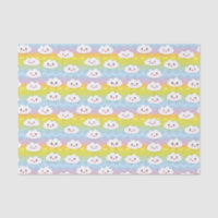 Cute Colourful Waves Kawaii Emoji Clouds Pattern