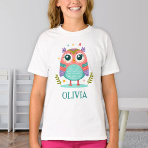 Cute Colourful Whimsical Baby Owl T-Shirt