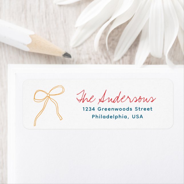 Cute Colourful Whimsical Hand Drawn Red Ribbon Bow (Insitu)