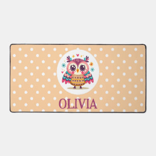 Cute Colourful Whimsical Owl Desk Mat