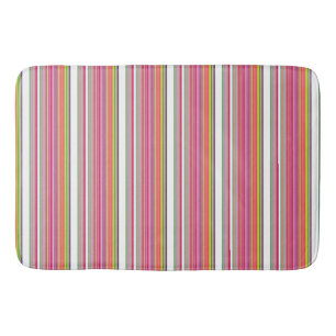 Cute colourful white stripes bath mat