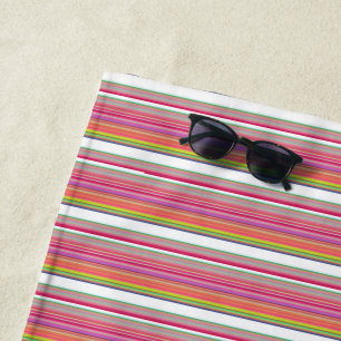 Cute colourful white stripes beach towel