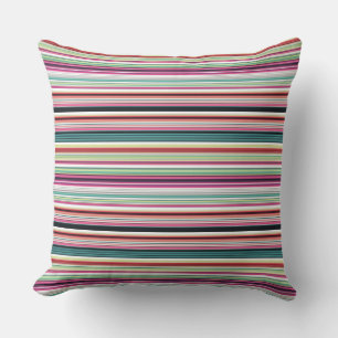 Cute colourful white stripes cushion