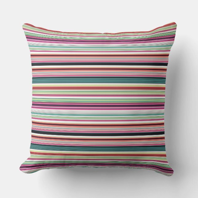 Cute colourful white stripes cushion (Front)