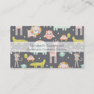Cute Colourful Wild Animals Nursery Art Business Card