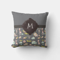 Cute Colourful Wild Animals Nursery Art Monogram