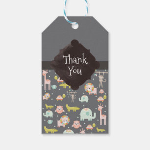 Cute Colourful Wild Animals Nursery Art Thank You Gift Tags