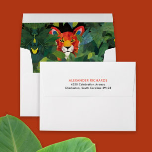 Cute Colourful Wild Green Jungle Tiger Painting Envelope