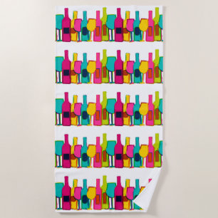 Cute colourful wine bottles pattern case for iPad Beach Towel