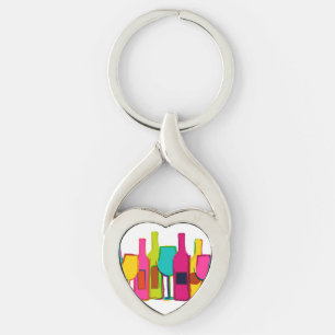Cute colourful wine bottles pattern Case-Mate iPho Key Ring