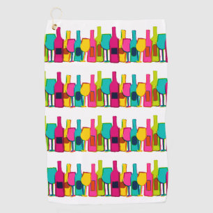 Cute colourful wine bottles pattern golf towel