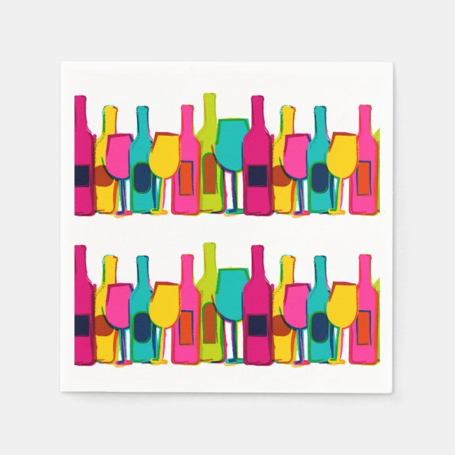 Cute colourful wine bottles pattern napkin (Front)