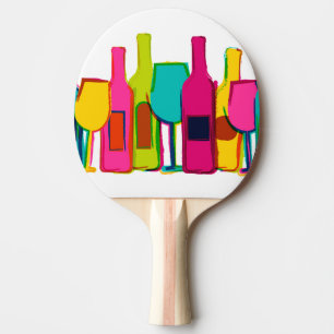 Cute colourful wine bottles pattern ping pong paddle