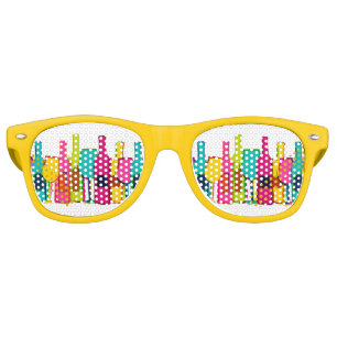 Cute colourful wine bottles pattern retro sunglasses