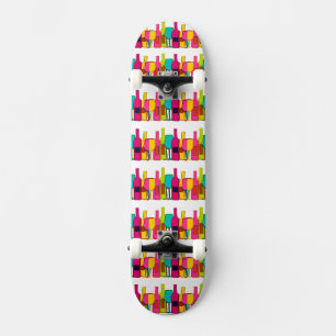 Cute colourful wine bottles pattern skateboard
