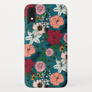 Cute colourful winter floral and white dots design Case-Mate iPhone case