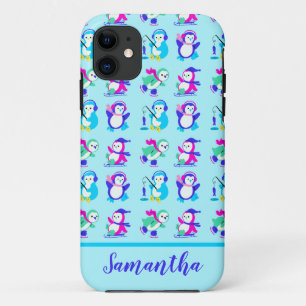 Cute Colourful Winter Penguins Personalised Case-Mate iPhone Case