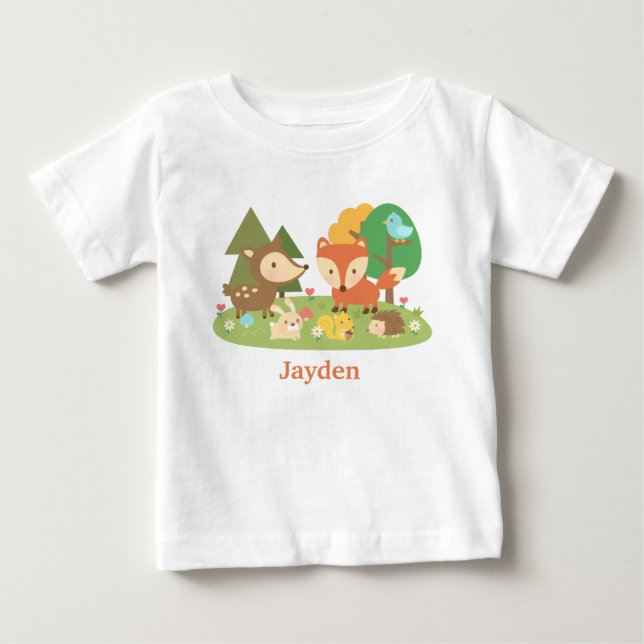 Cute Colourful Woodland Animal For Babies Baby T-Shirt (Front)