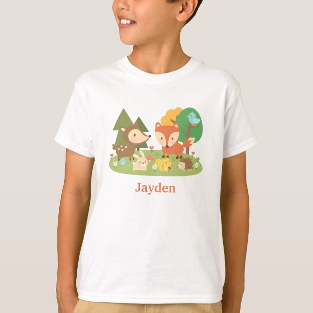 Cute Colourful Woodland Animal For Kids T-Shirt (Front)