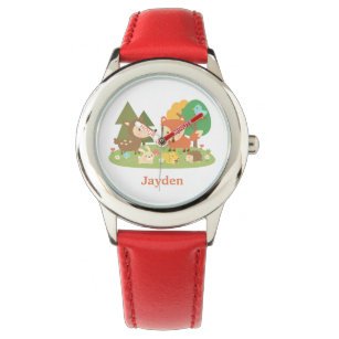 Cute Colourful Woodland Animal Kids Personalised Watch