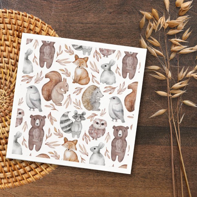 Cute Colourful Woodland Animals Kids Party  Napkin (Creator Uploaded)