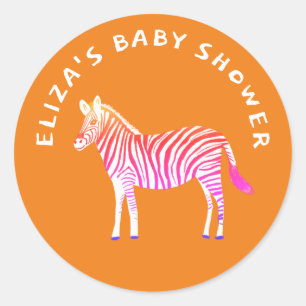Cute Colourful Zebras Custom Baby Shower Classic Round Sticker