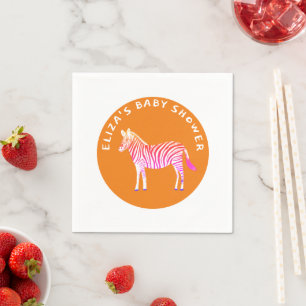 Cute Colourful Zebras Custom Baby Shower  Napkin