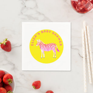 Cute Colourful Zebras Custom Baby Shower  Napkin