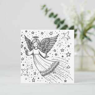 Cute Colouring Art Guardian Angel Holiday Card