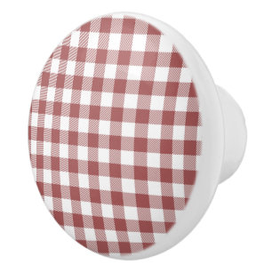 Cute colours red and white texture plaid dresser ceramic knob