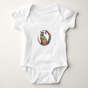 cute colurful cat design baby bodysuit