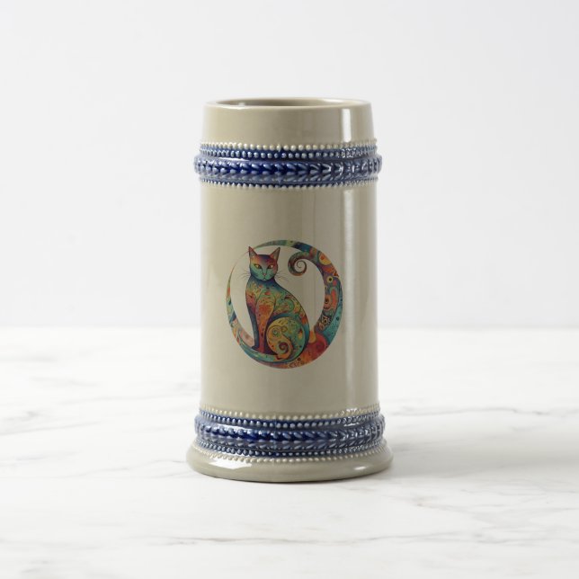 cute colurful cat design  beer stein (Center)