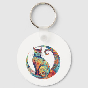 cute colurful cat design key ring