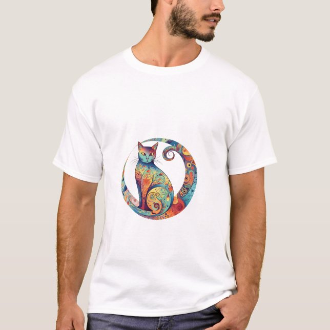 cute colurful cat design  T-Shirt (Front)
