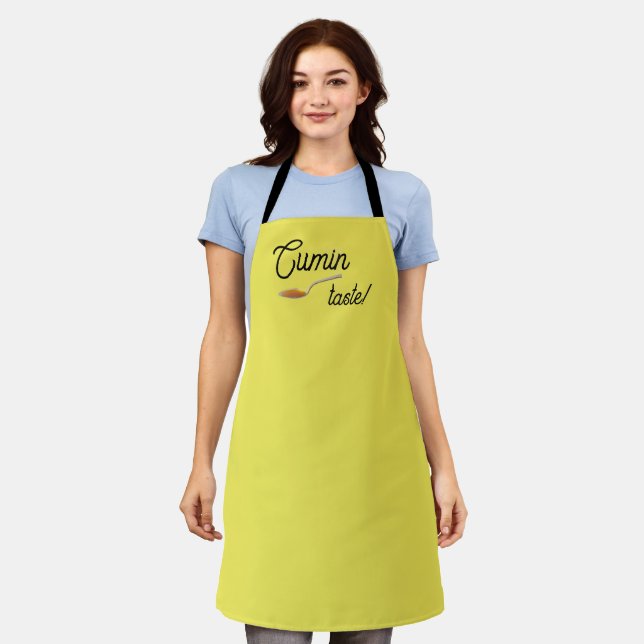 Cute Come and Taste Cumin Spice Pun Apron (Worn)