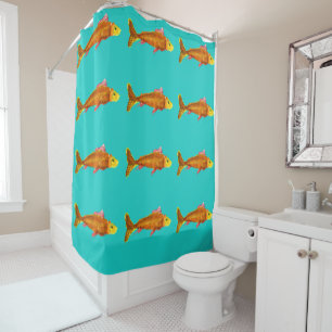 Cute comet goldfish pop art illustration shower curtain