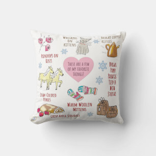 Cute Comforting My Favorite Things Whimsical Cushion