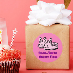 Cute, Comfy Motivation Pink Bunny Rabbit Slippers Classic Round Sticker