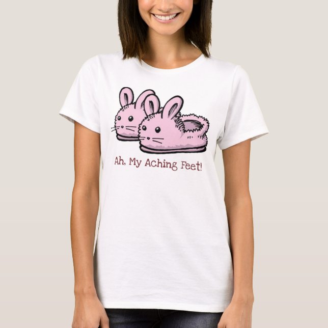 Cute, Comfy Pink Bunny Rabbit Slippers Personalise T-Shirt (Front)