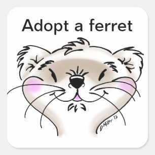 Cute Comic Ferret Face Square Sticker