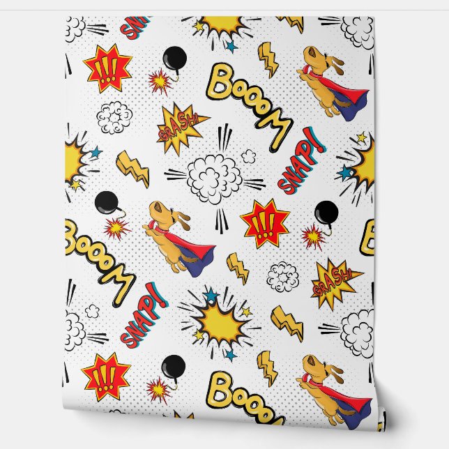 Cute Comic Pattern kids Wallpaper (Unrolling)