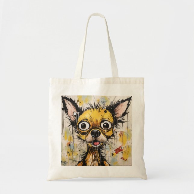 Cute Comical Abstract Chihuahua Dog  Tote Bag (Front)