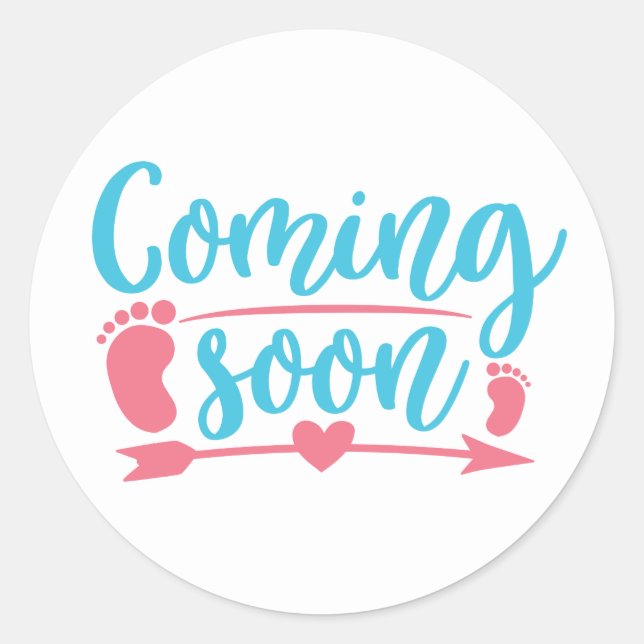 Cute coming soon word art Mother to be Classic Round Sticker (Front)