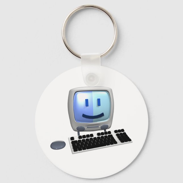 Cute computer face. key ring (Front)
