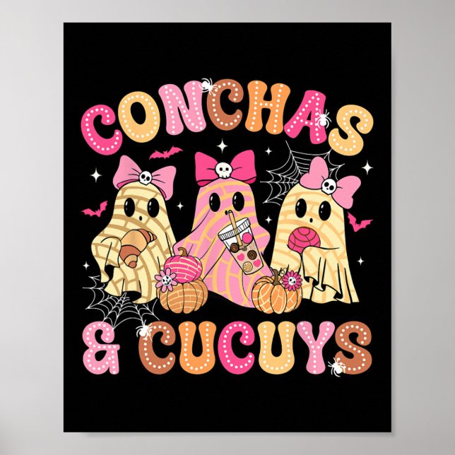 Cute Conchas And Cucuys Ghost Funny Mexican Hallow Poster (Front)