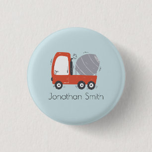 Cute Concrete Mixer Illustration Custom 3 Cm Round Badge