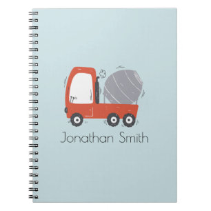 Cute Concrete Mixer Illustration Custom Notebook