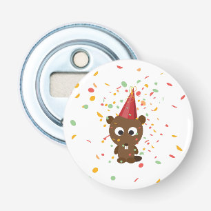 Cute Confetti Party Beaver Bottle Opener