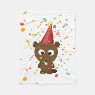 Cute Confetti Party Beaver Fleece Blanket